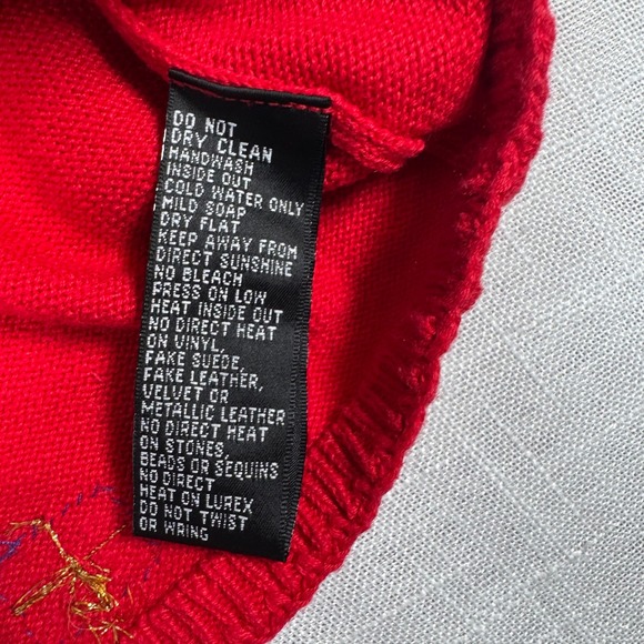 VTG Michael Simon Red Ugly Christmas Cardigan L Sequins Gift Presents Appliques - Picture 15 of 16
